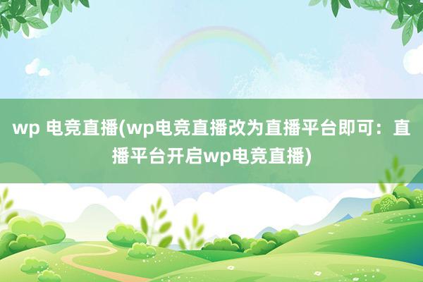 wp 电竞直播(wp电竞直播改为直播平台即可：直播平台开启wp电竞直播)