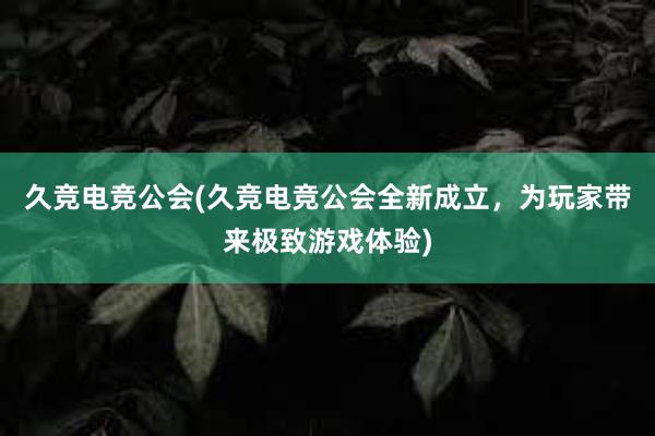 久竞电竞公会(久竞电竞公会全新成立，为玩家带来极致游戏体验)