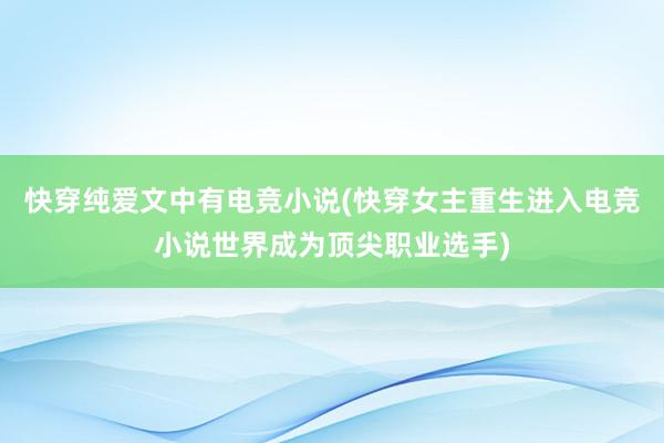 快穿纯爱文中有电竞小说(快穿女主重生进入电竞小说世界成为顶尖职业选手)