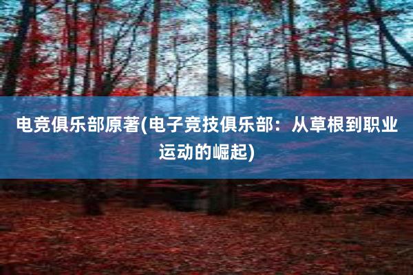 电竞俱乐部原著(电子竞技俱乐部：从草根到职业运动的崛起)