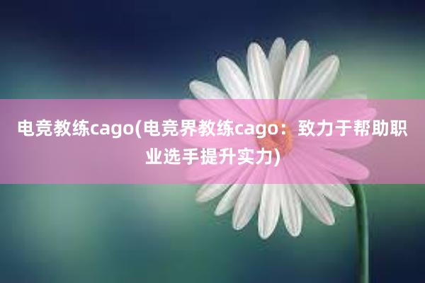 电竞教练cago(电竞界教练cago：致力于帮助职业选手提升实力)