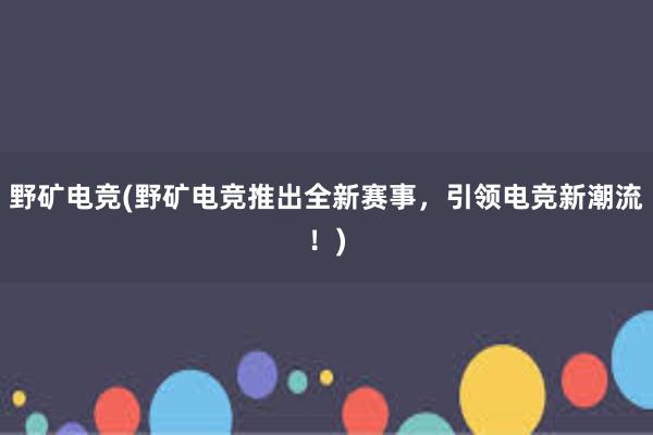 野矿电竞(野矿电竞推出全新赛事，引领电竞新潮流！)