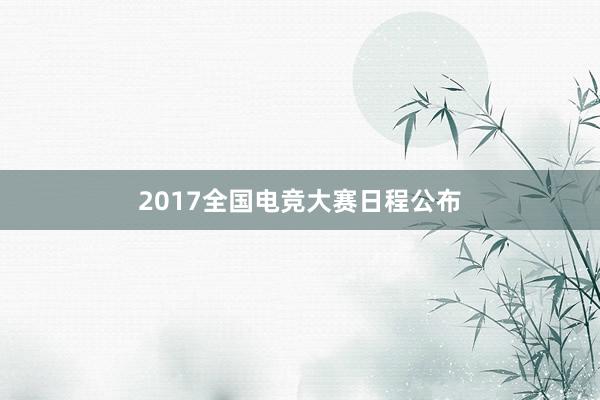 2017全国电竞大赛日程公布