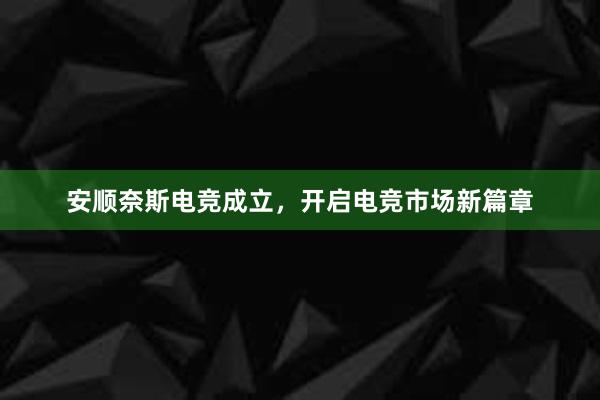 安顺奈斯电竞成立，开启电竞市场新篇章