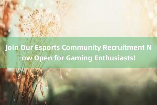 Join Our Esports Community Recruitment Now Open for Gaming Enthusiasts!