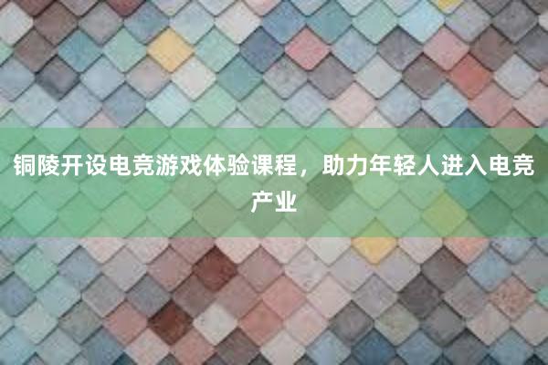 铜陵开设电竞游戏体验课程，助力年轻人进入电竞产业